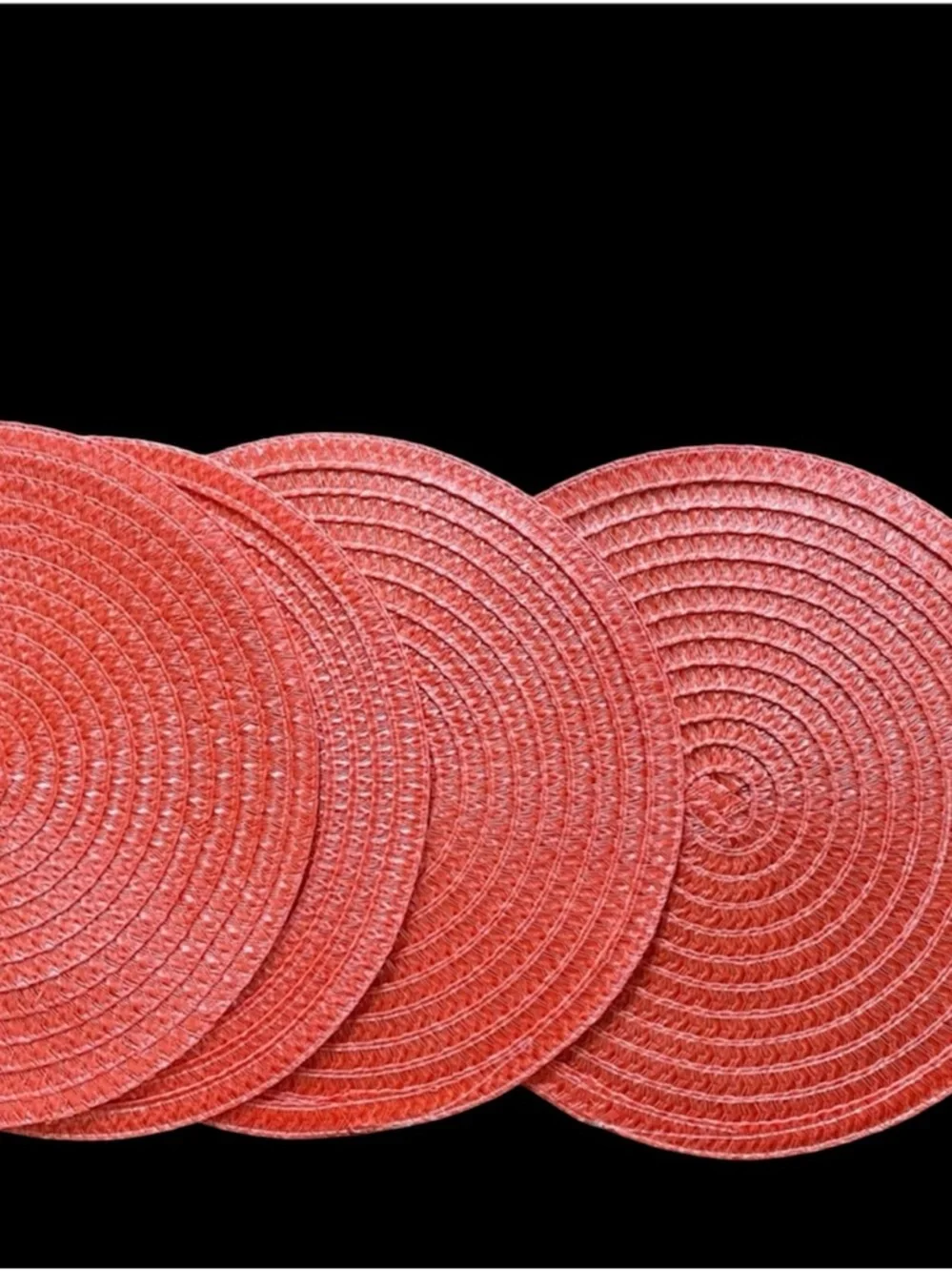 Home goods Set of Four Coral Round Woven Placemats NWOT New